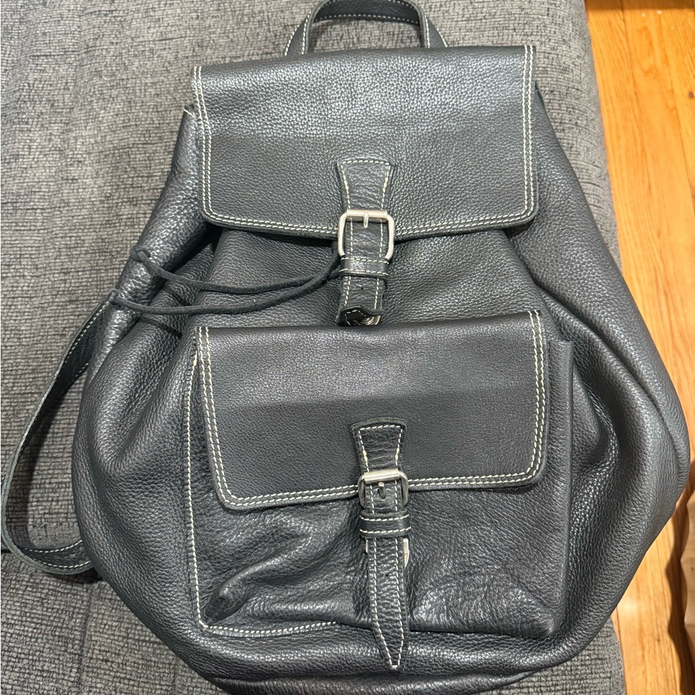 Roots Charcoal Leather Backpack